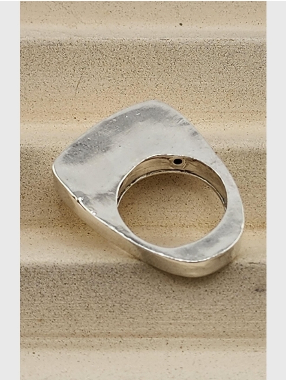 HALLOW GEOMETRIC RING HANDMADE IN RECYCLED STERLING SILVER METAL SIZE 8.5